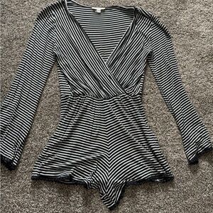Striped Black and White Women's Top